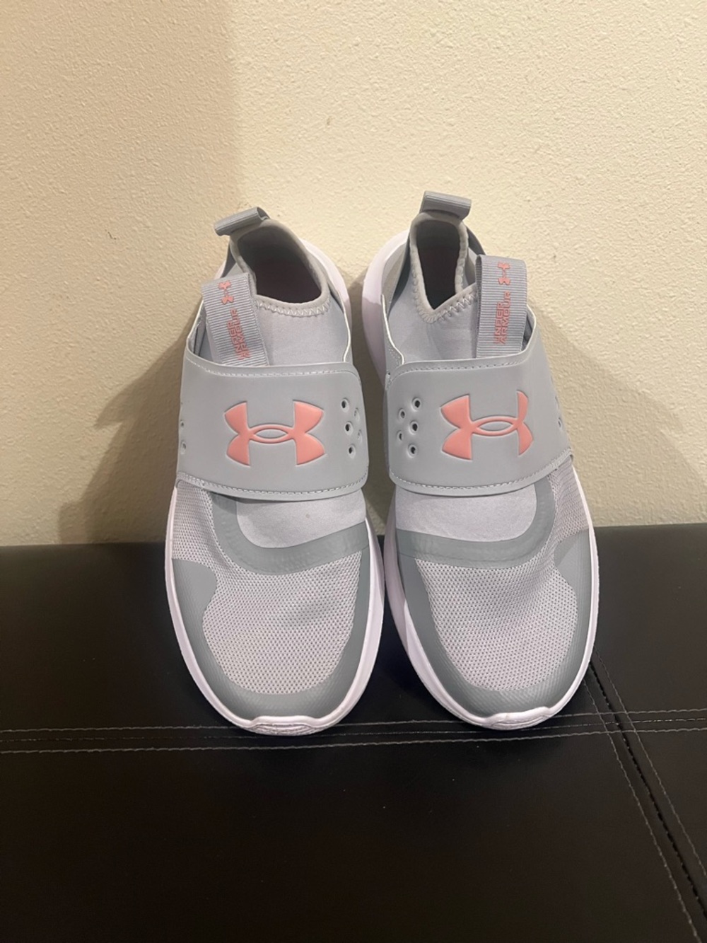 Under Armour LSlip-On Athletic Shoes - Light Gray with Pink Logo
